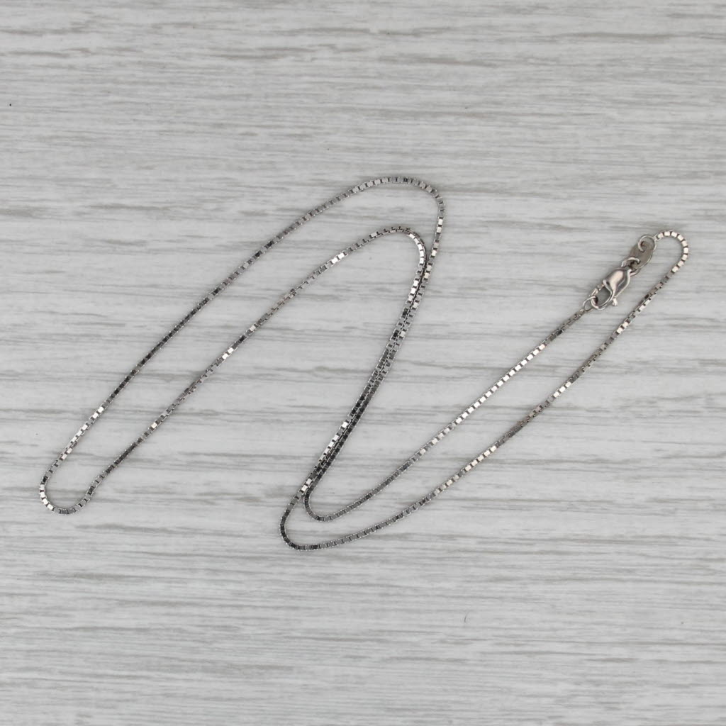 Box Chain Necklace 10k White Gold 16" 0.8mm