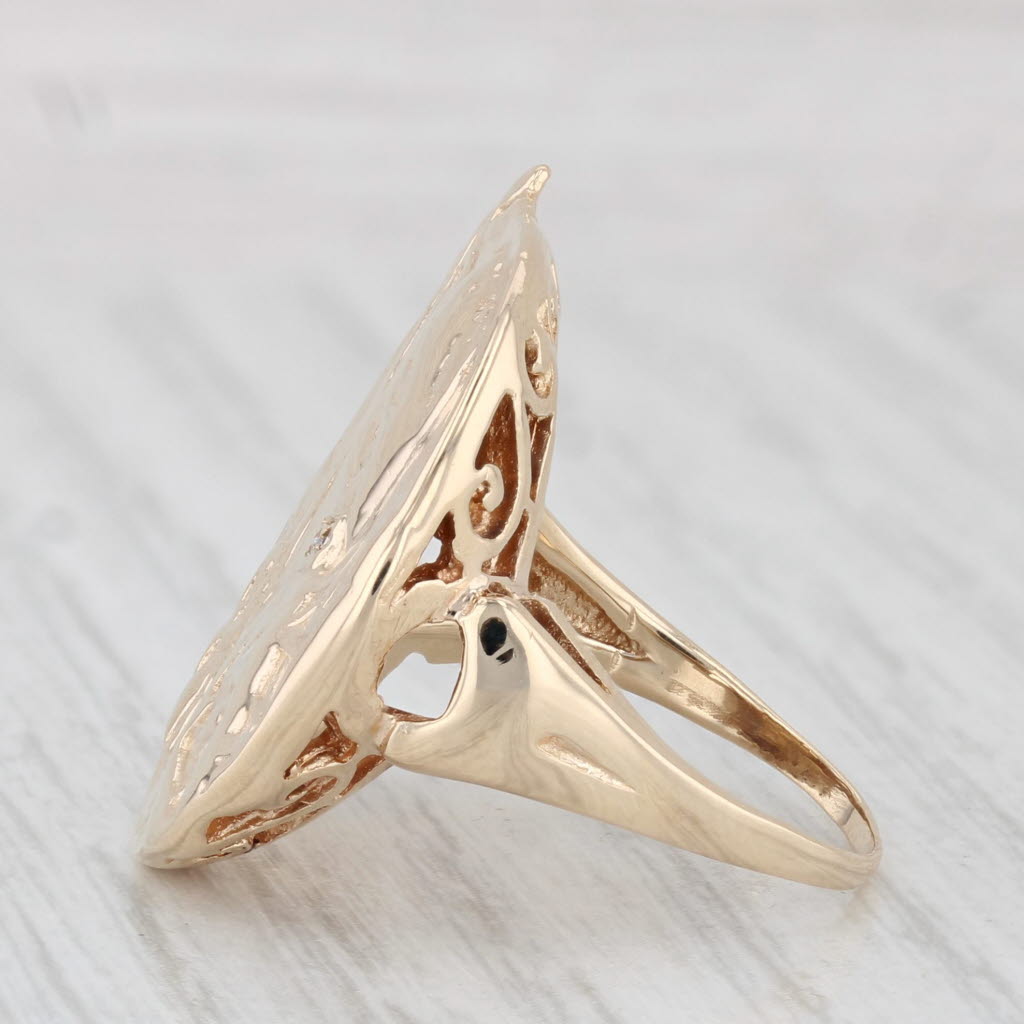 Light Gray Diamond Figural Cameo Style Ring 14k Yellow Gold Size 6 Statement