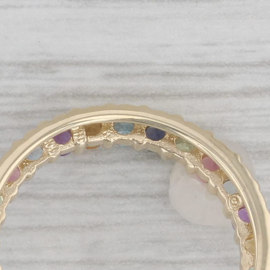 Gray 1.09ctw Gemstone Eternity Circle Pendant 10k Gold Citrine Amethyst Aquamarine