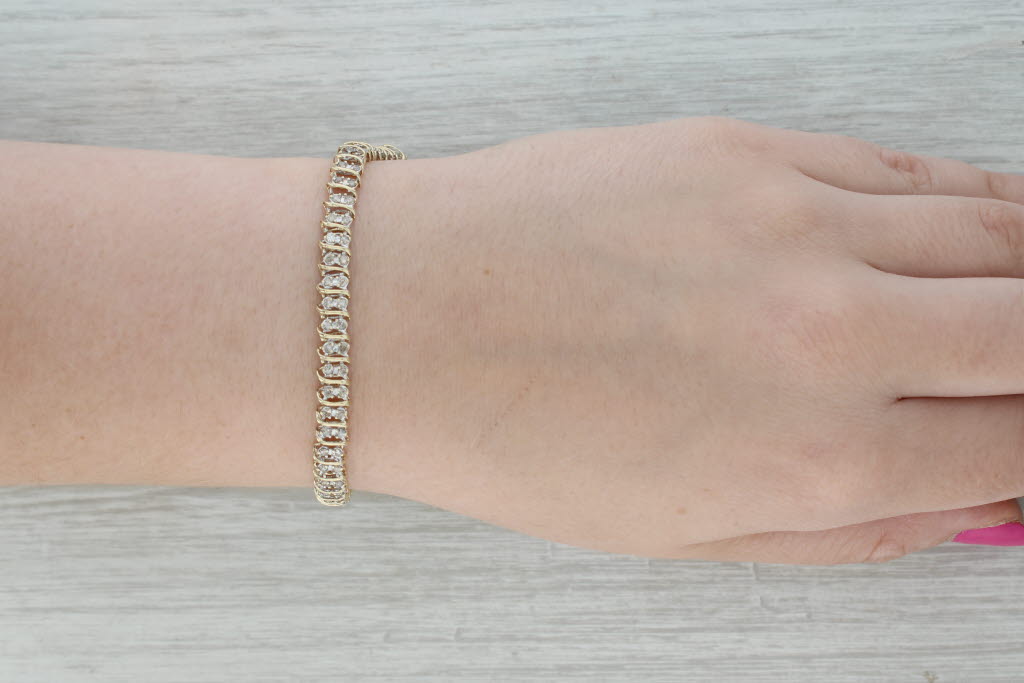 Dark Gray 1.75ctw Diamond Tennis Bracelet 10k Yellow Gold 7.25" 6mm
