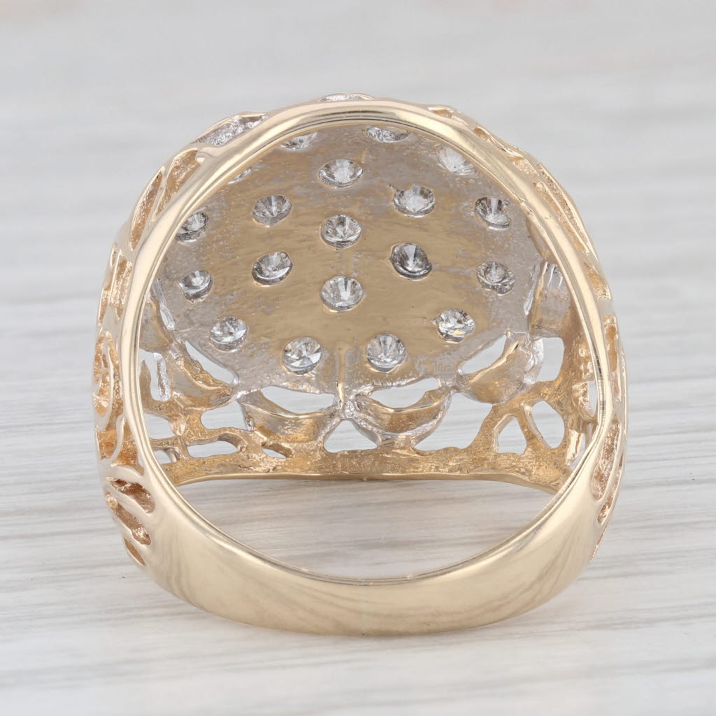 Light Gray 0.80ctw Diamond Cluster 10k Yellow Gold Size 8.5 Cluster Ring