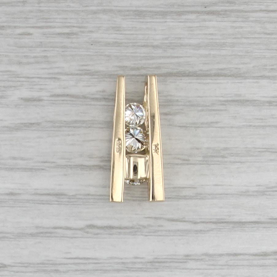 1.41ctw Diamond 3-Stone Journey Pendant 14k Yellow Gold Floating Drop