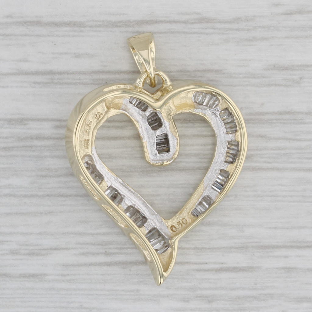 Gray 0.75ctw Diamond Open Heart Pendant 10k Yellow Gold