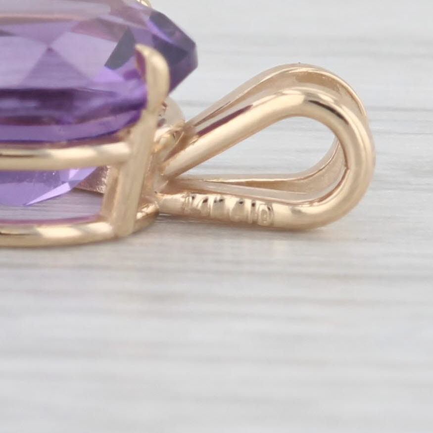 Light Gray 2.45ct Amethyst Oval Solitaire Pendant 14k Yellow Gold