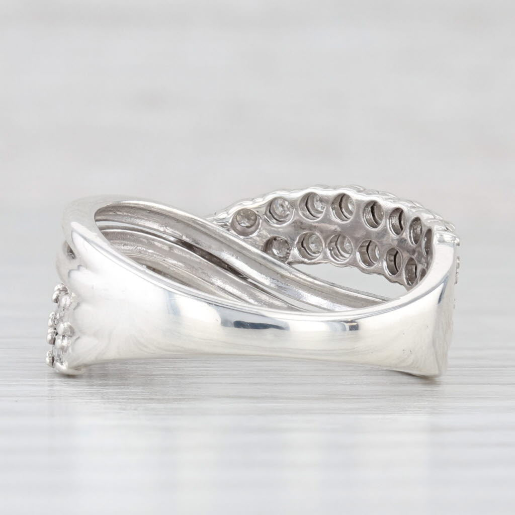Light Gray Effy 0.25ctw Diamond Cross Over Ring Sterling Silver Size 7.25