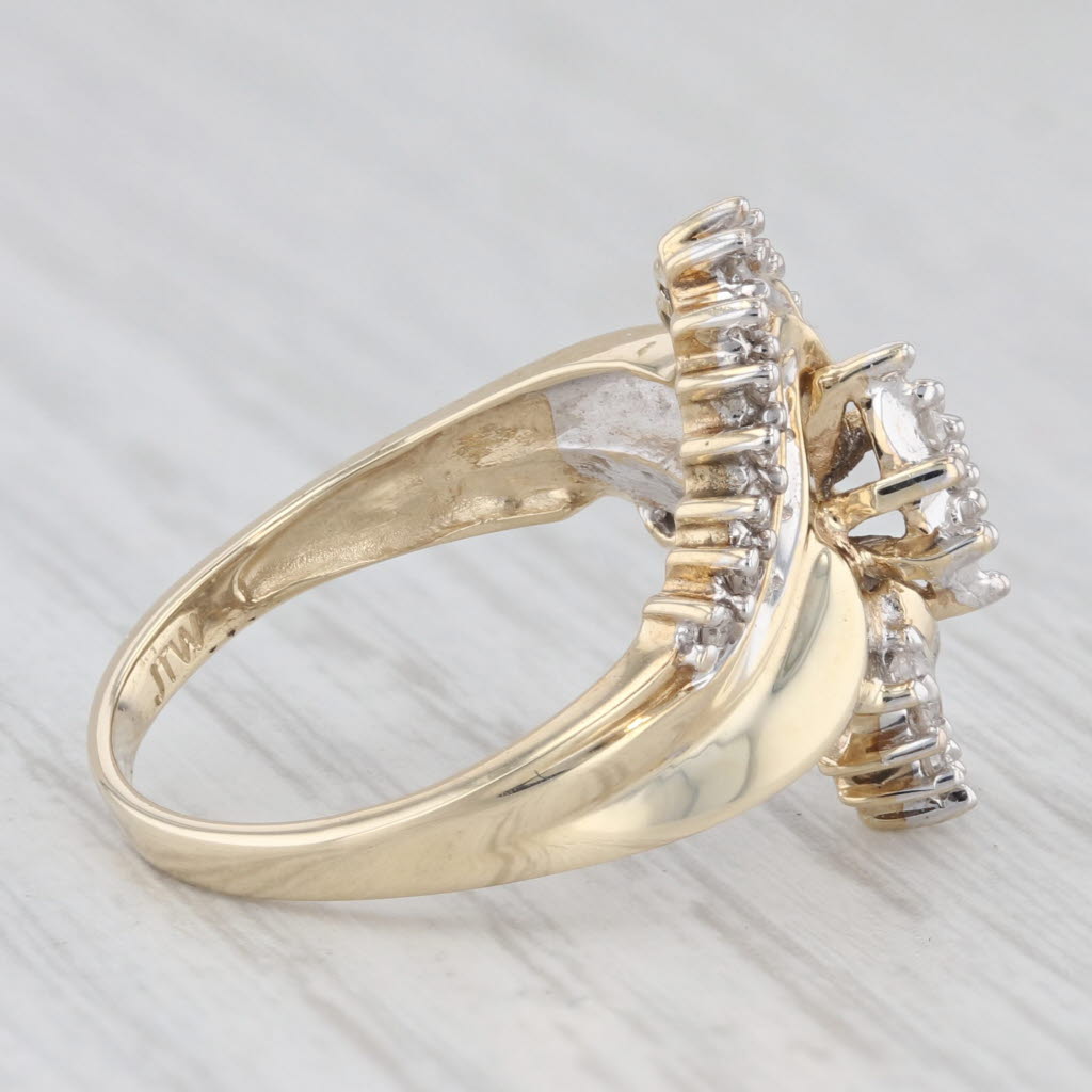 Light Gray 0.18ctw Diamond Bypass Ring 10k Yellow Gold Size 7