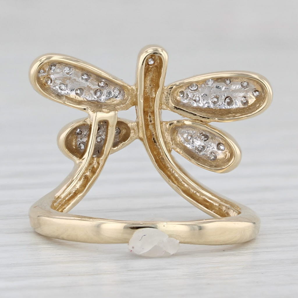 0.15ctw Diamond Dragonfly Ring 14k Yellow Gold Size 5