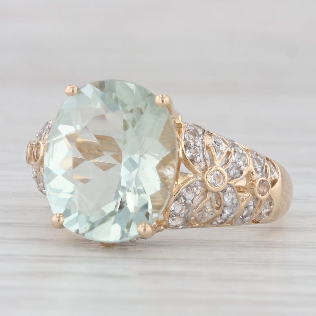 Light Gray 6.28ctw Prasiolite White Topaz Ring 14k Yellow Gold Size 9.25