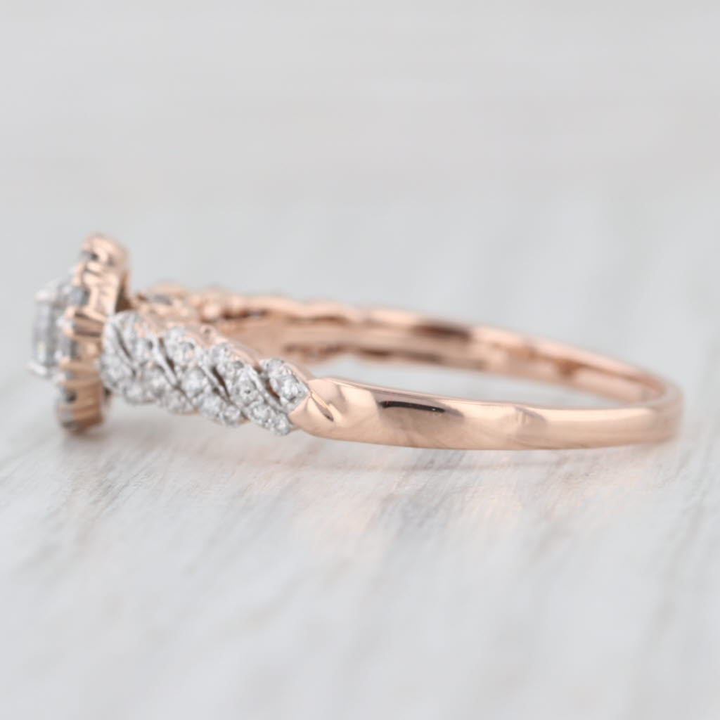 0.78ctw Diamond Halo Engagement Ring 14k Rose Gold Size 10.75