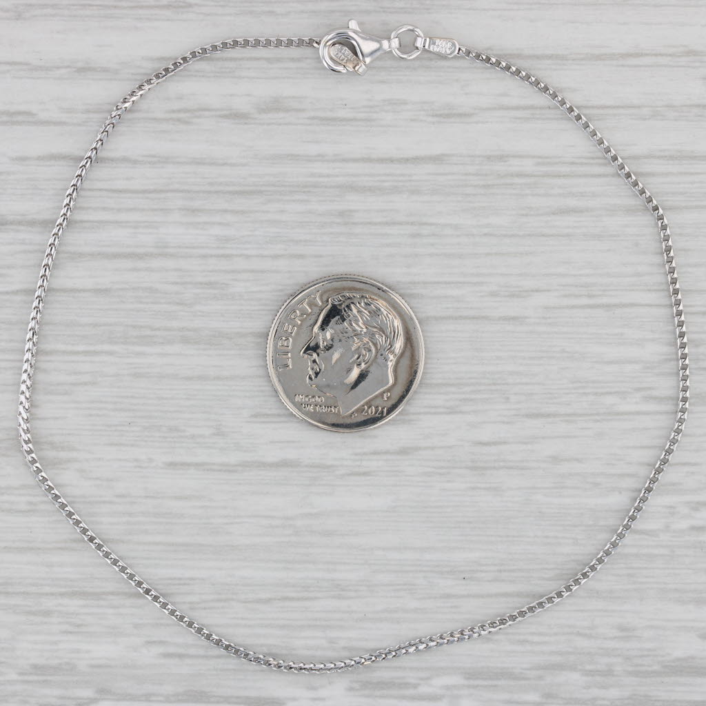 Gray 9.25" Wheat Chain Bracelet Anklet 14k White Gold 1.2mm