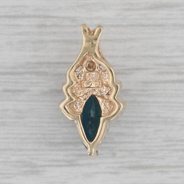 1.44ctw Marquise Blue Sapphire Diamond Pendant 14k Yellow Gold