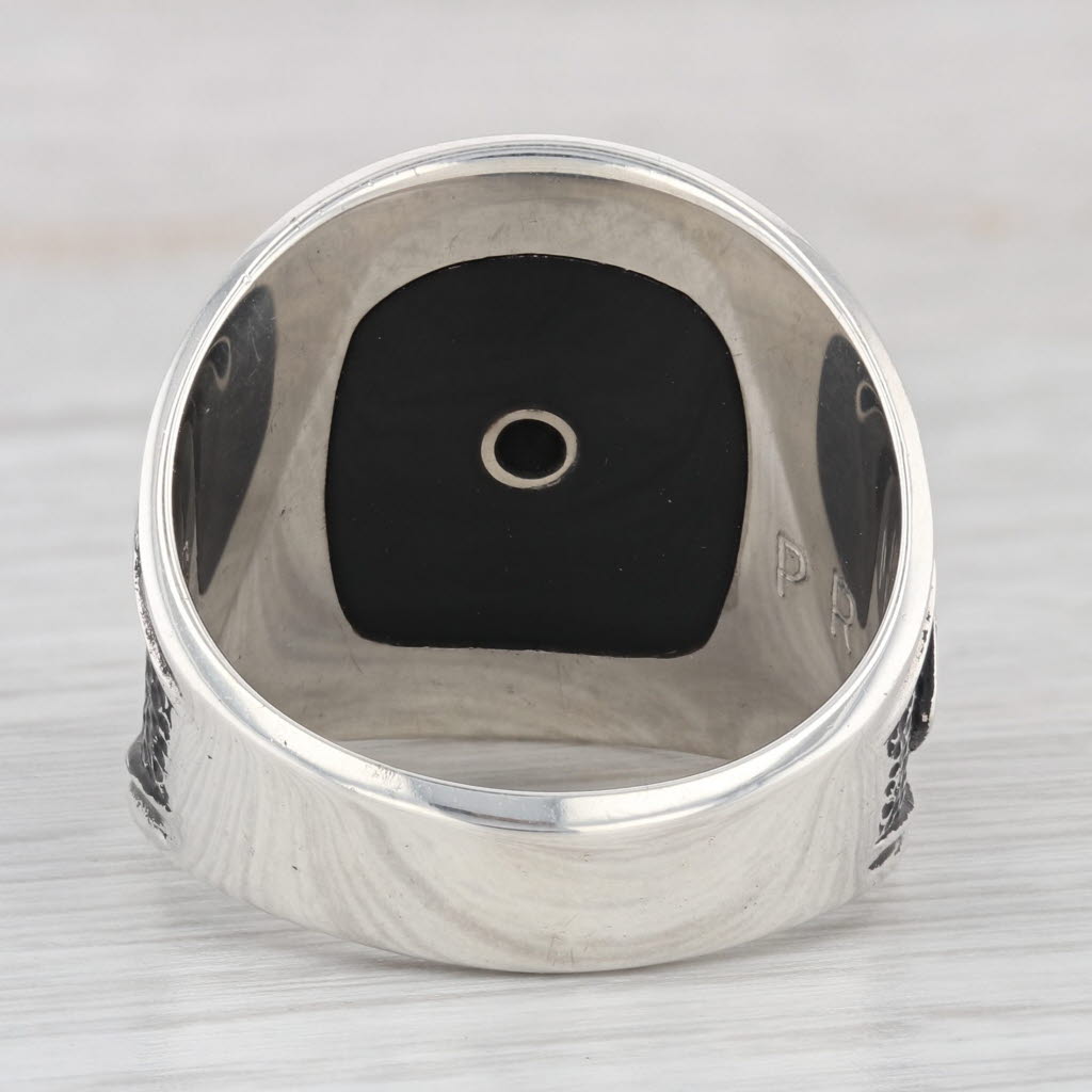 Light Gray 20 Year Roadway Trucker Men's Sterling Silver Onyx Diamond Size 11.25 Ring