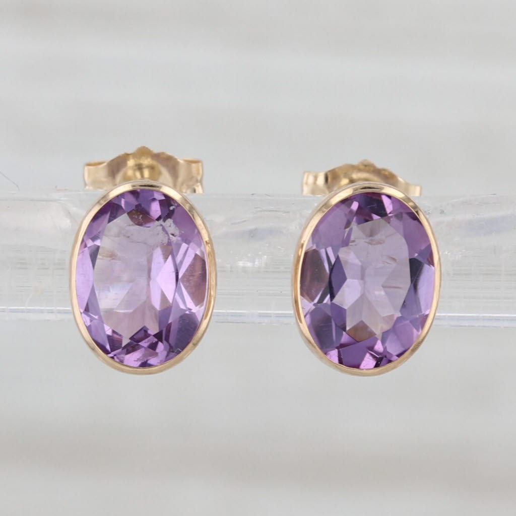2.20ctw Oval Amethyst Stud Earrings 14k Yellow Gold