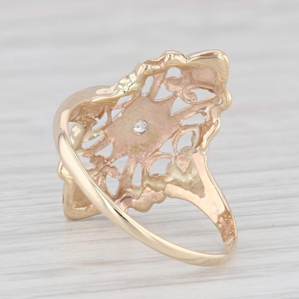Light Gray Vintage Diamond Accented Ring 14k Yellow White Gold Size 4