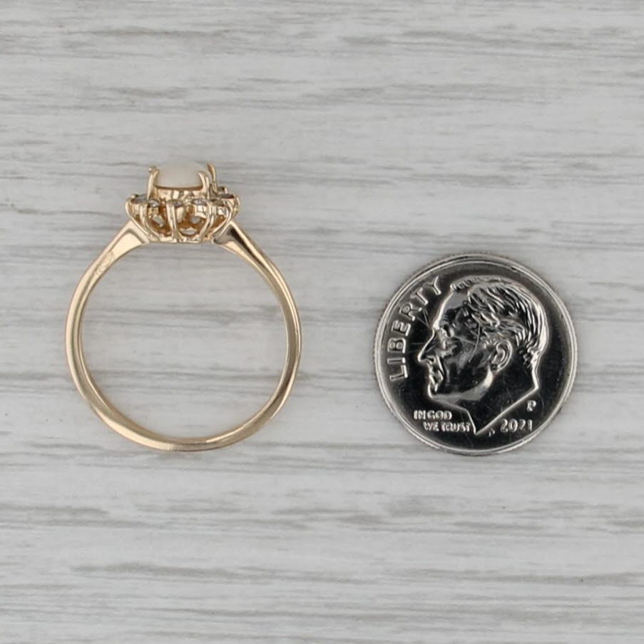 Opal Cabochon Diamond Halo Ring 14k Yellow Gold Size 7.5