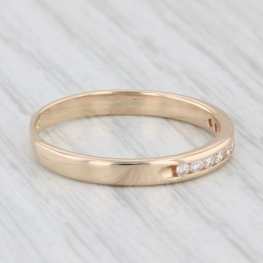 Light Gray 0.15ctw Diamond Wedding Band 14k Yellow Gold Size 8 Stackable Anniversary Ring