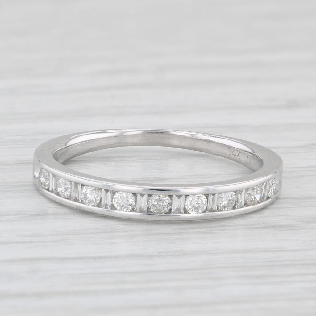 Light Gray 0.24ctw Diamond Wedding Band 14k White Gold Size 5.25 Stackable Anniversary Ring