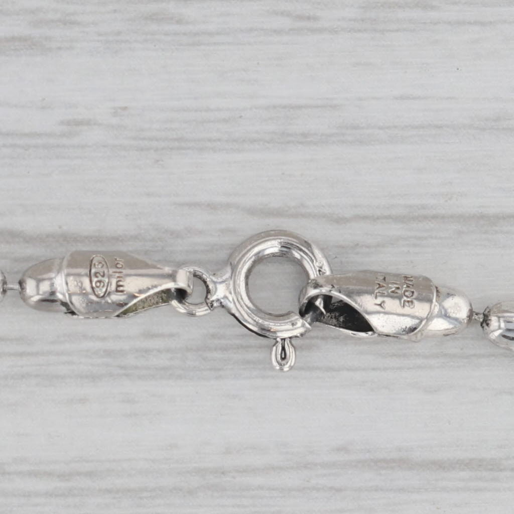 Gray Charleston Rice Bead Necklace Sterling Silver 19.75" 3mm Milor Italy
