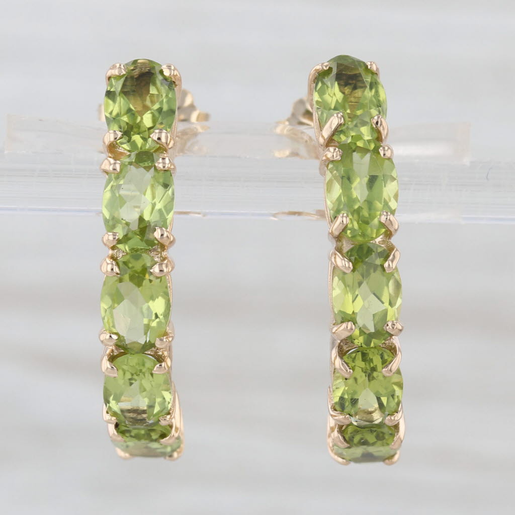 5ctw Peridot Journey Half Hoop Earrings 14k Yellow Gold Drops