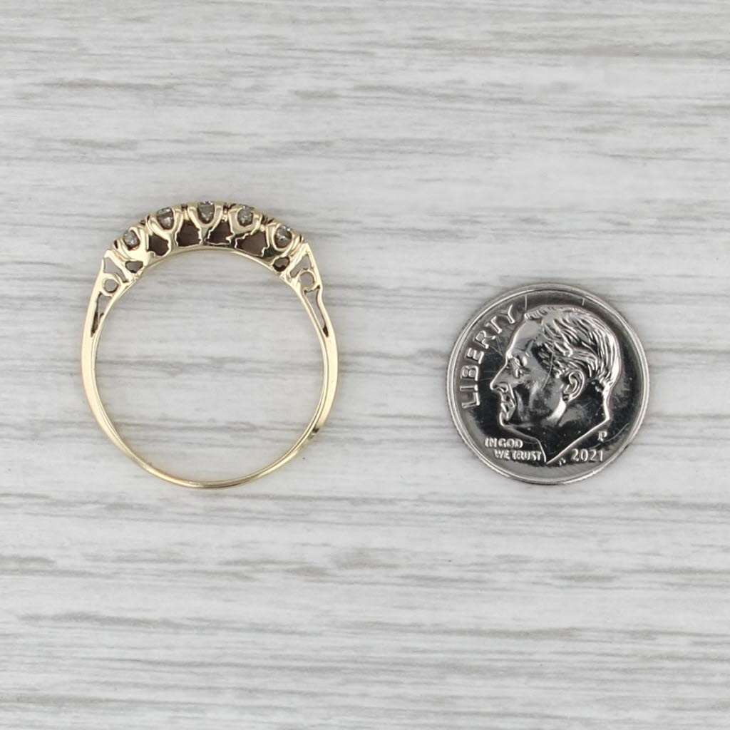 Vintage 0.24ctw Diamond 5-Stone Ring 14k Gold Stackable Anniversary Wedding