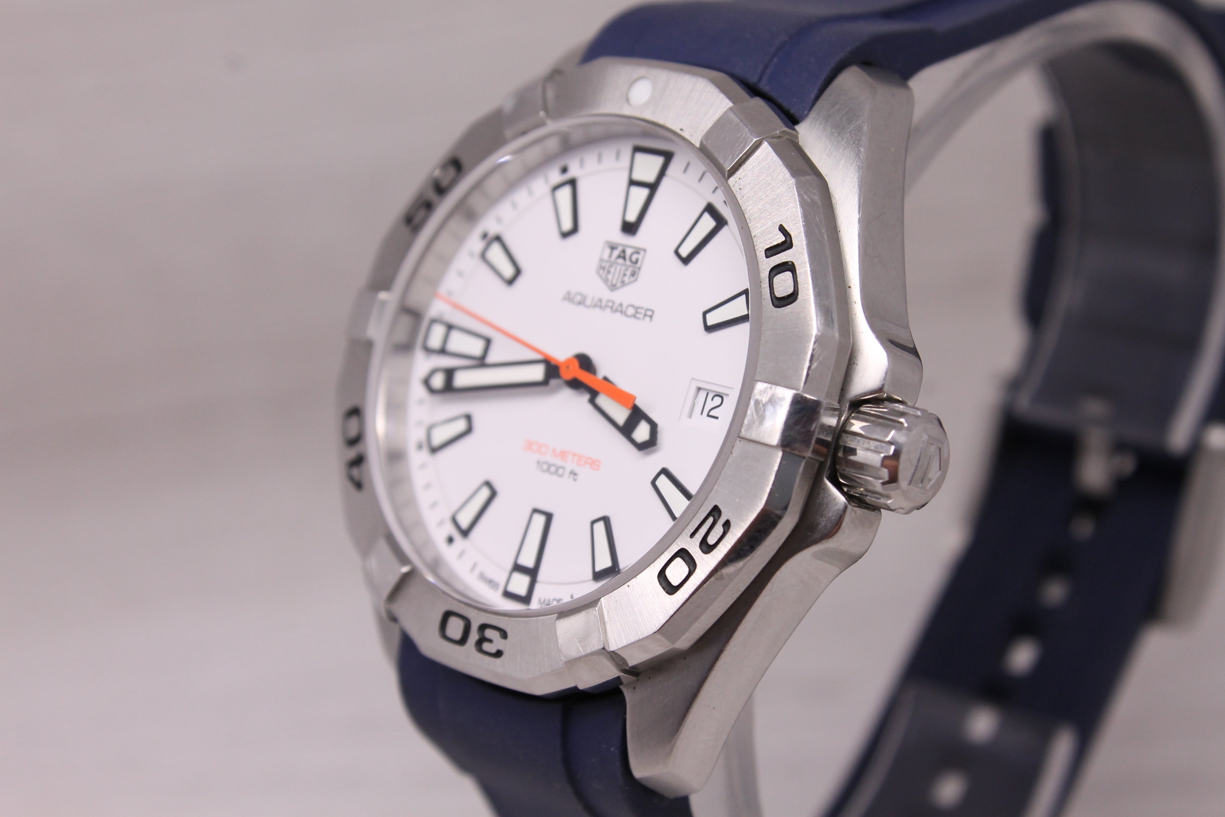 Tag Heuer Aquaracer WBD1111 41mm Steel Quartz Mens Divers Watch White Dial