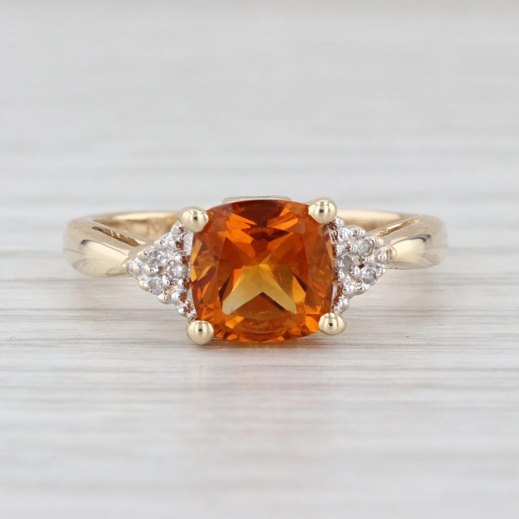 1.57ctw Cushion Citrine Diamond Ring 10k Yellow Gold Size 6