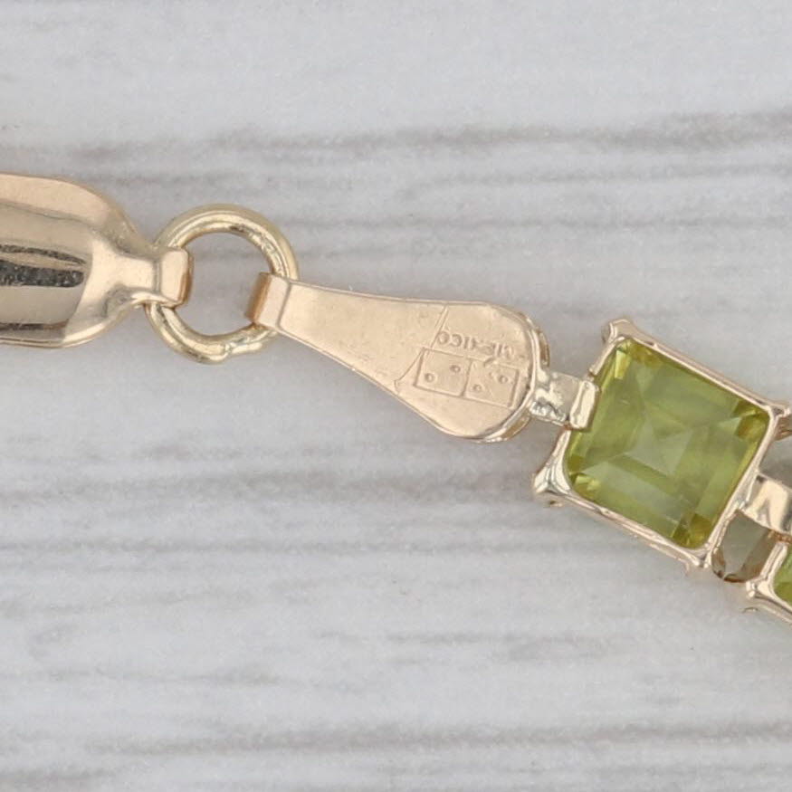 Gray 11.60ctw Peridot 14k Yellow Gold Tennis Bracelet 7.75"