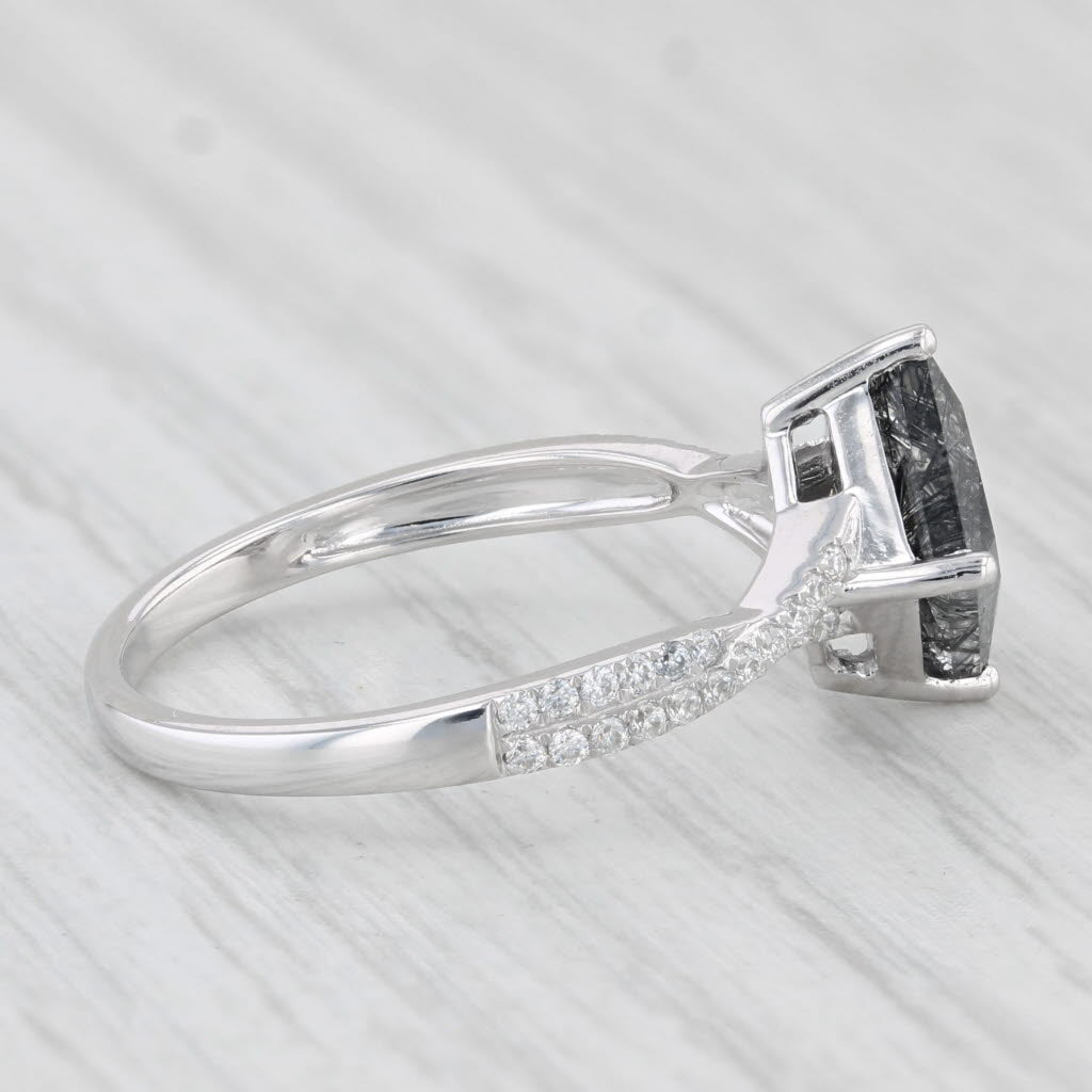 Light Gray 1.80ctw Rutilated Tourmaline Cubic Zirconia Ring 10k White Gold Size 7.25