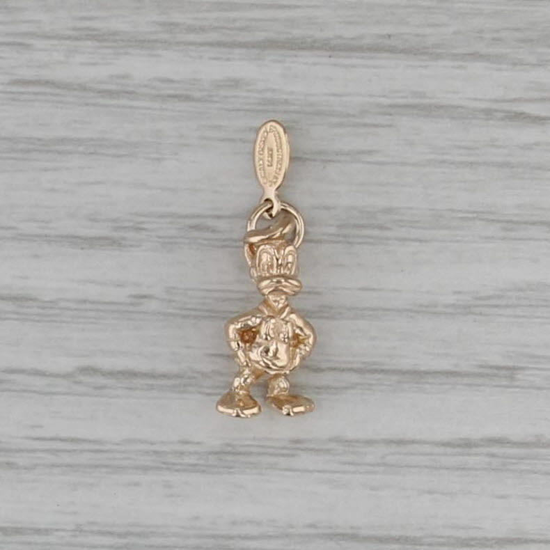 Disney Donald Duck Cartoon Pendant 14k Yellow Gold 3D Souvenir Charm