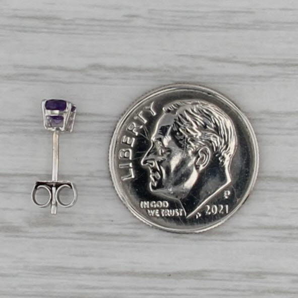 Single 0.22ct Amethyst Stud Earring 14k White Gold Round Solitaire