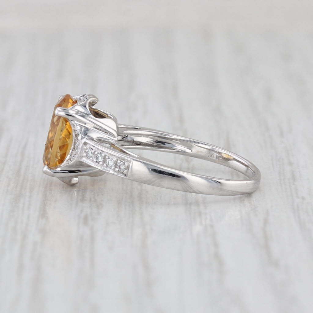 2.43ctw Oval Citrine Diamond Halo Ring 14k White Gold Size 6.75