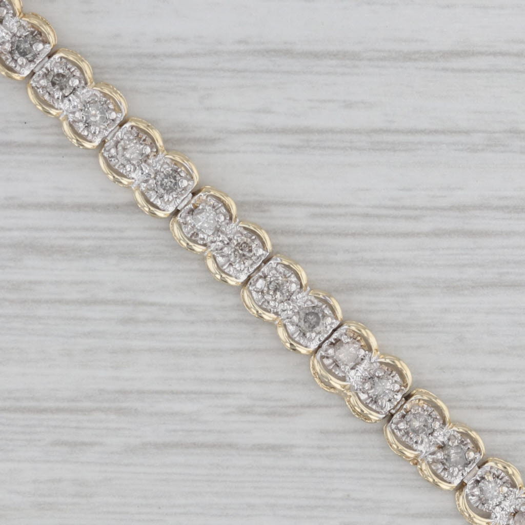 Gray 1.50ctw Diamond Tennis Bracelet 10k Yellow Gold 7.25" 5mm