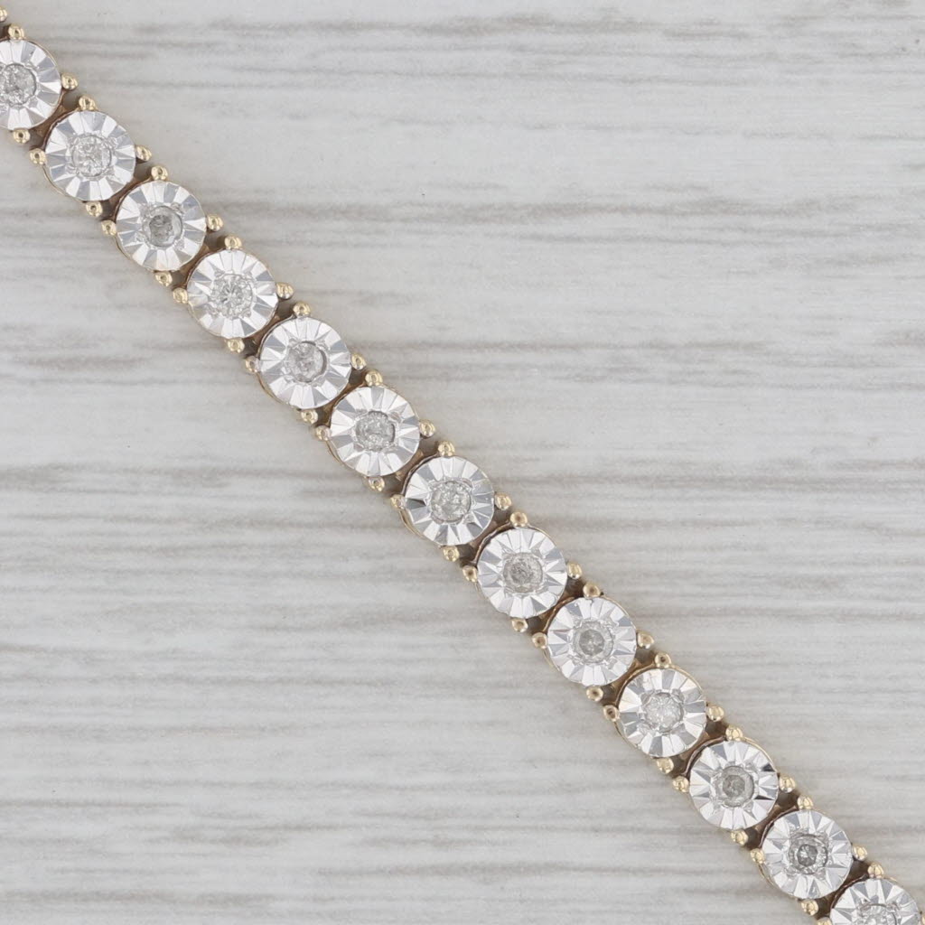 Gray 1.10ctw Diamond Tennis Bracelet 10k Yellow White Gold 7.25" 4mm