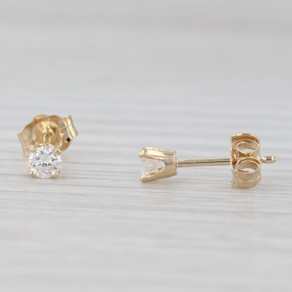 Light Gray 0.22ctw Round Brilliant Diamond Stud Earrings 14k Yellow Gold Solitaire Studs