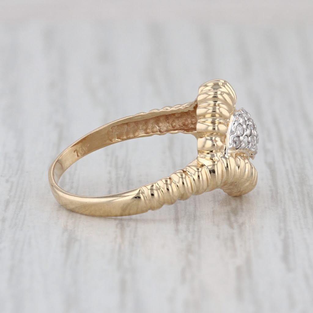 0.23ctw Diamond Cluster Bypass Ring 14k Yellwo White Gold Size 8