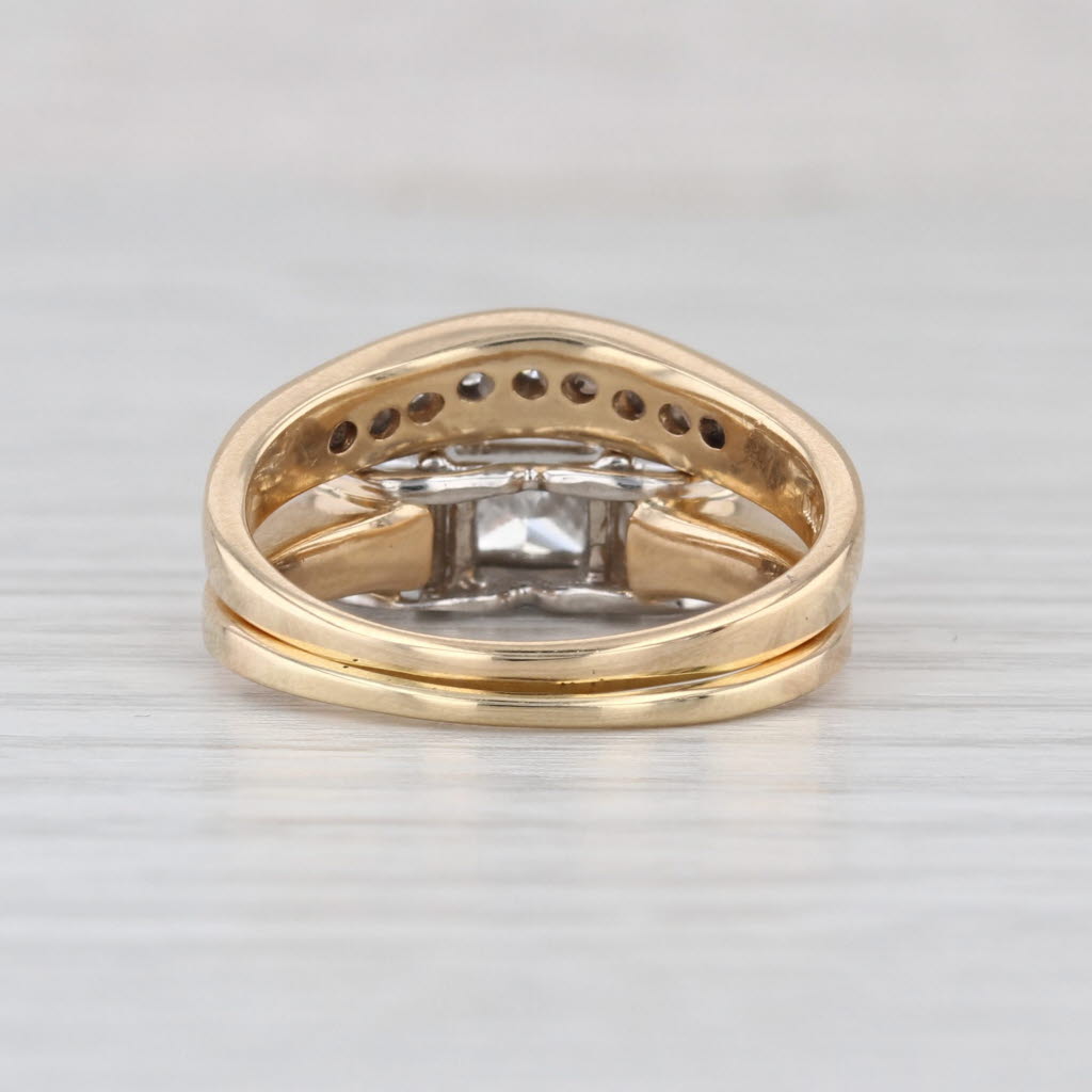 1.86ctw Diamond 3-Stone Engagement Ring Wedding Band Bridal Set 14k Yellow Gold