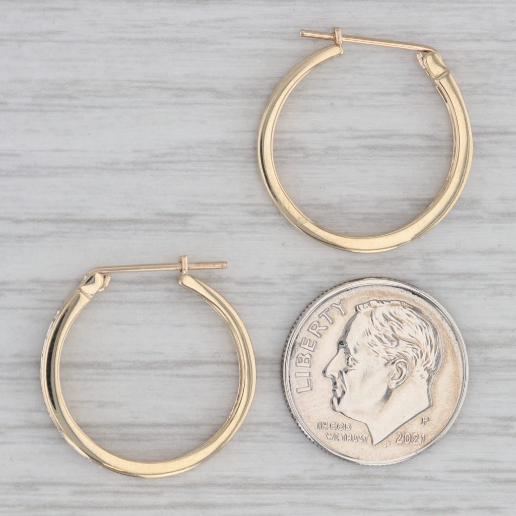 Gray 0.25ctw Diamond Hoop Earrings 10k Yellow Gold Snap Top Round Hoops