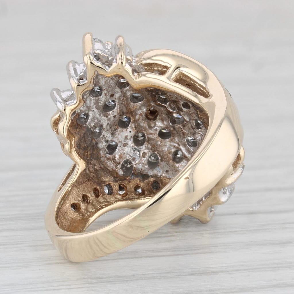 Light Gray 1.78ctw Diamond Cluster Ring 10k Yellow Gold Cocktail Size 7.25