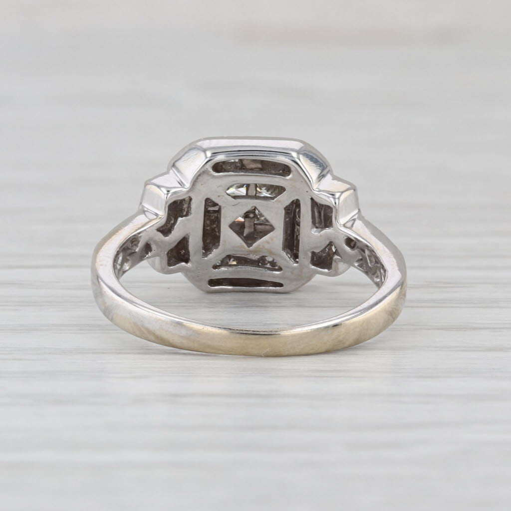0.58ctw Princess Diamond Halo Engagement Ring 14k White Gold Size 6
