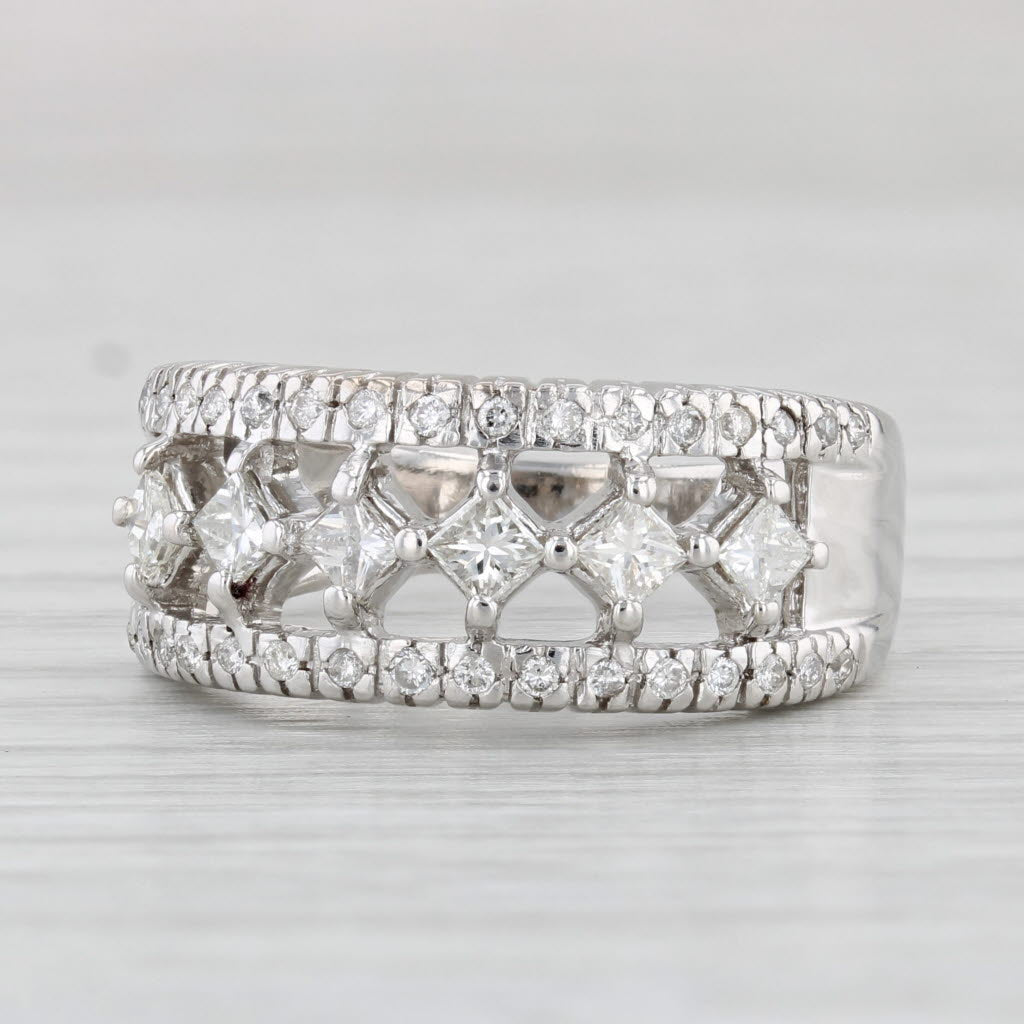 Light Gray 0.58ctw Princess Diamond Ring 14k White Gold Size 7.25 Band
