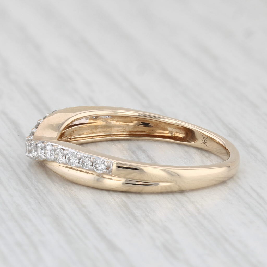 Light Gray 0.30ctw Contoured Diamond Ring 14k Yellow Gold Size 7 Stackable Wedding Band