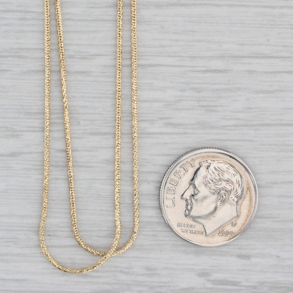 Gray Snake Chain Lariat Back Necklace 14k Yellow Gold Adjustable Length