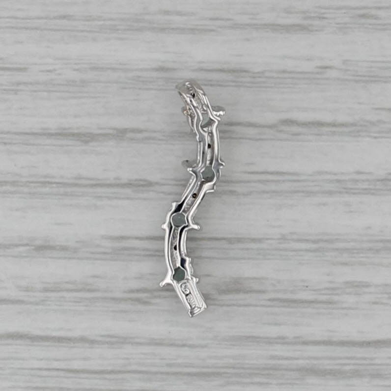 0.27ctw Diamond Green Tourmaline Journey Pendant 18k White Gold Floating Drop