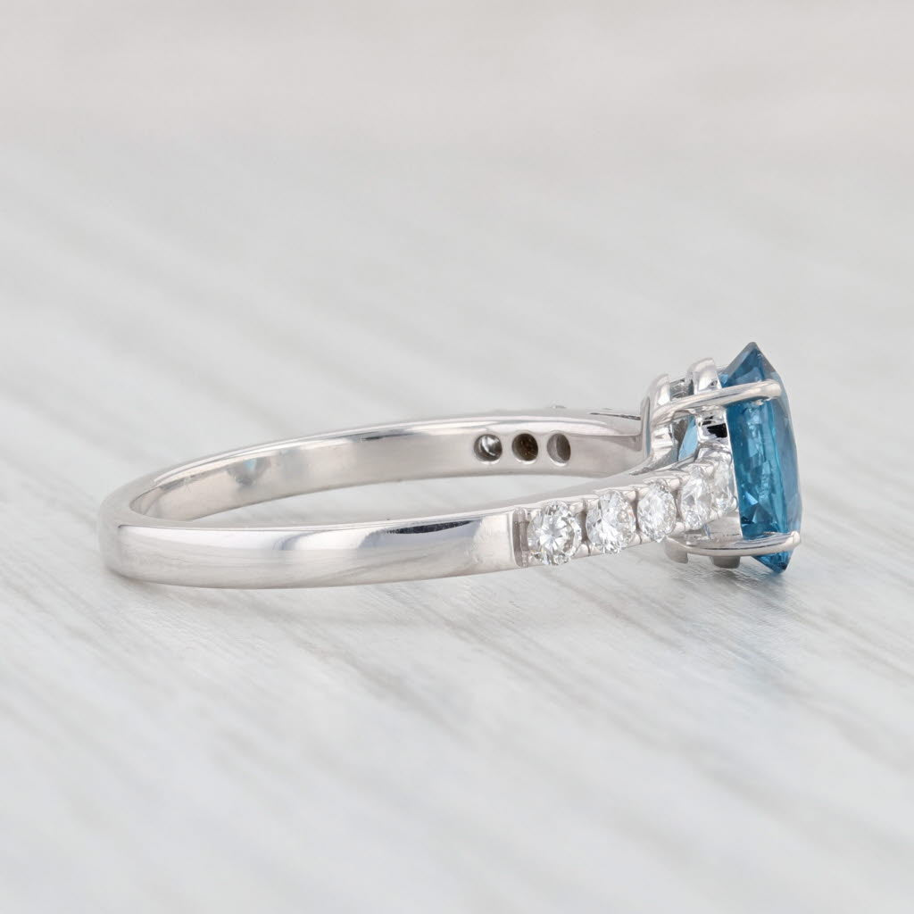 Light Gray 1.73ctw Oval London Blue Sapphire Diamond Ring 14k White Gold Sz 7.5 Engagement