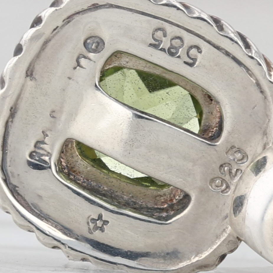 David Yurman Albion 1.90ct Peridot Solitaire Pendant Sterling Silver 14k Gold