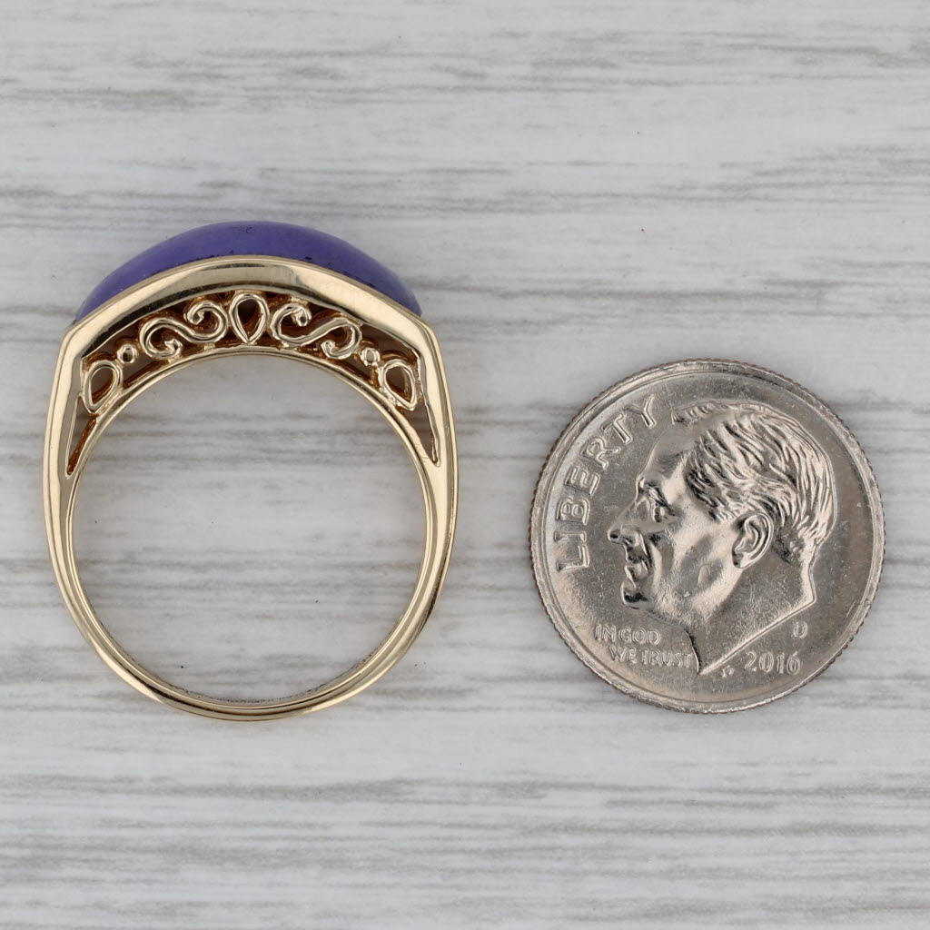 Gray Purple Jadeite Jade Ring 14k Yellow Gold Size 7.25 Stackable