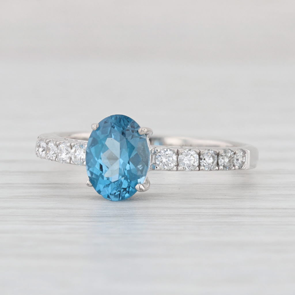 Light Gray 1.73ctw Oval London Blue Sapphire Diamond Ring 14k White Gold Sz 7.5 Engagement