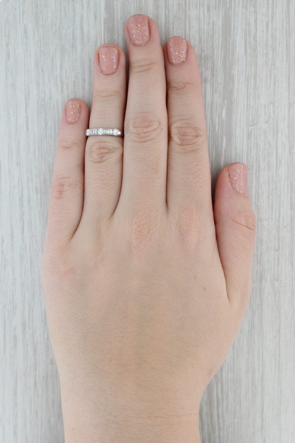 Gray 0.49ctw Diamond Ring 14k White Gold Size 5.25 Wedding Band Stackable