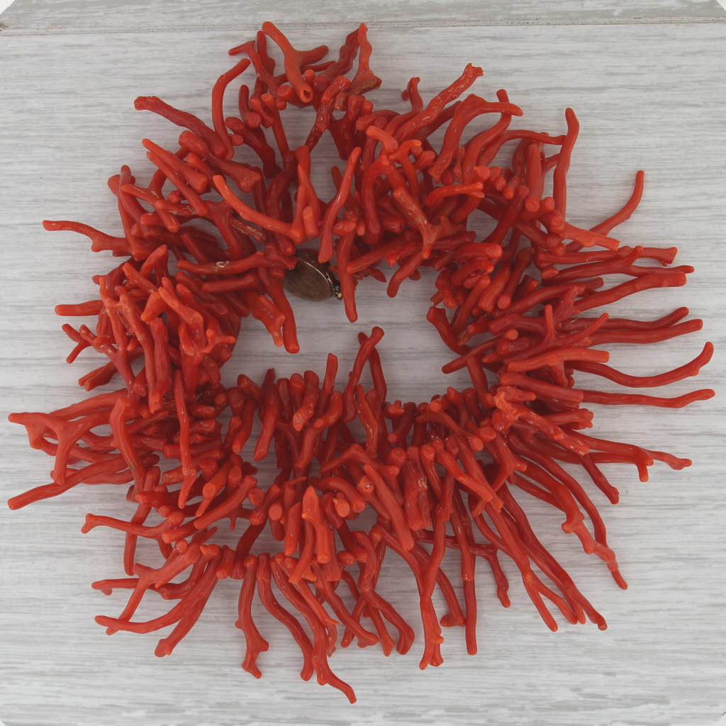 Vintage Coral Statement Necklace 835 Silver Coral Branch Fragment Beads 29"