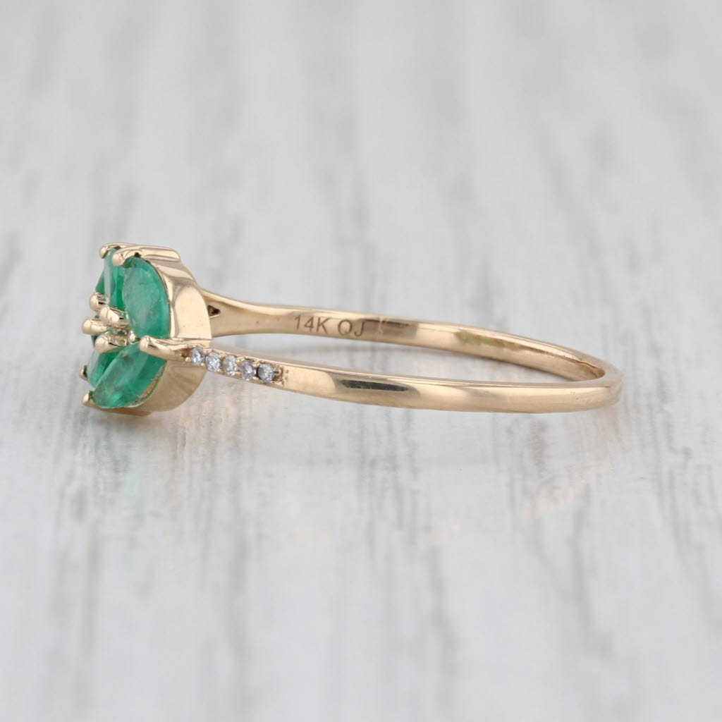 0.96ctw Marquise Emerlad Diamond Ring 14k Yellow Gold Size 9 Floral
